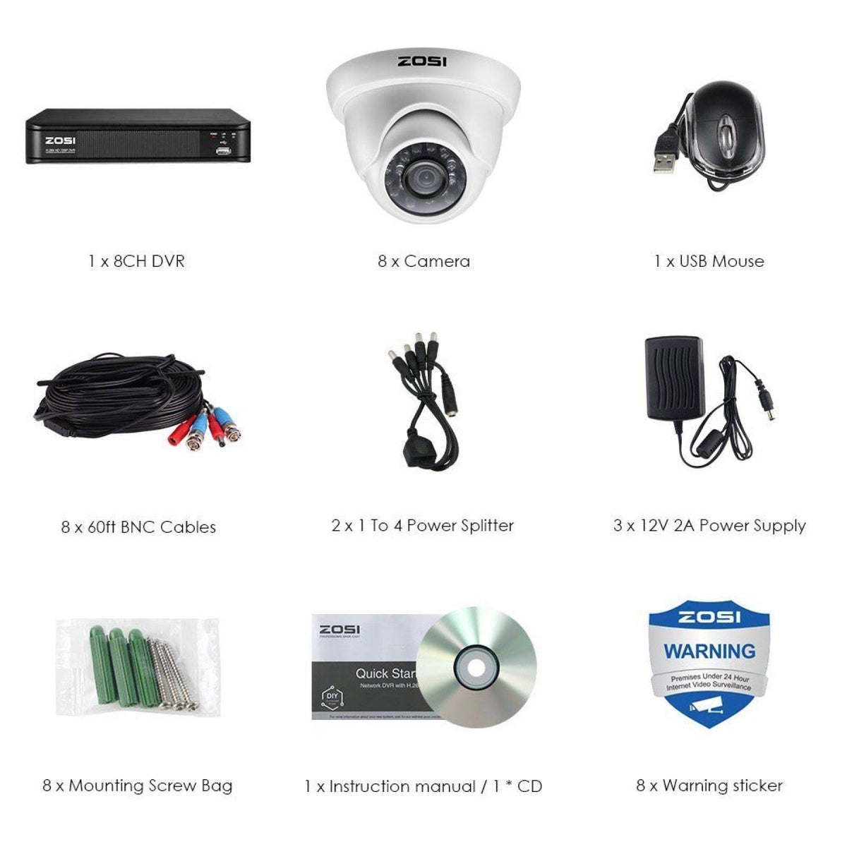 720p HD-TVI 8 Channel Security Camera System with 1TB Hard Drive B186286