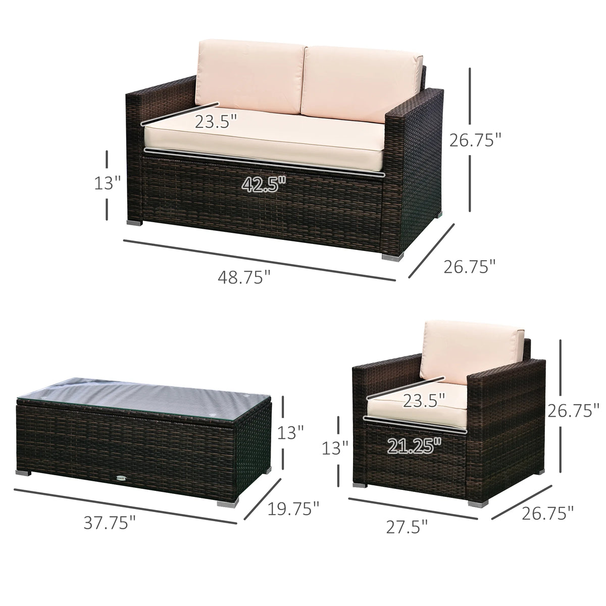 Beige 4-Piece Rattan Furniture Set I76551