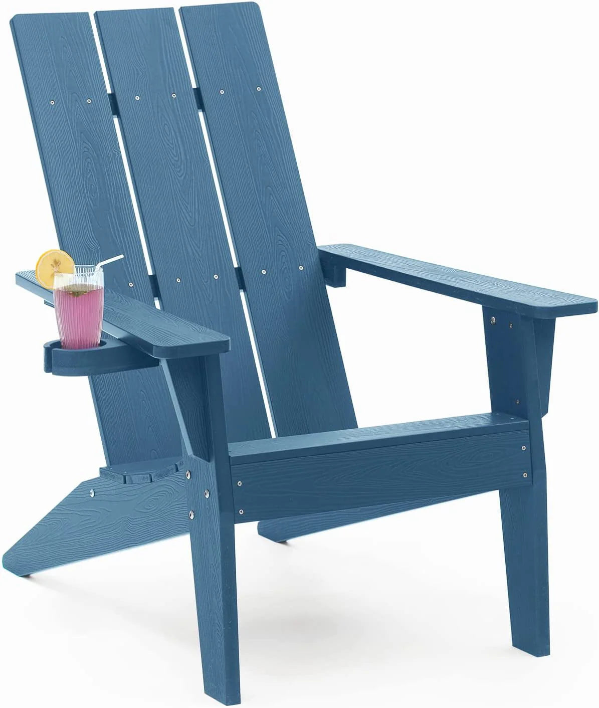 Black HIPS Adirondack Chair with Cup Holder, Set of 4 Z971127