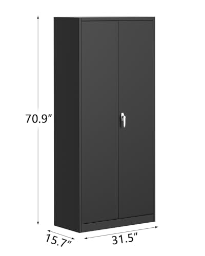 Metal Storage Cabinet with Lock, 4 Adjustable Shelves B9304