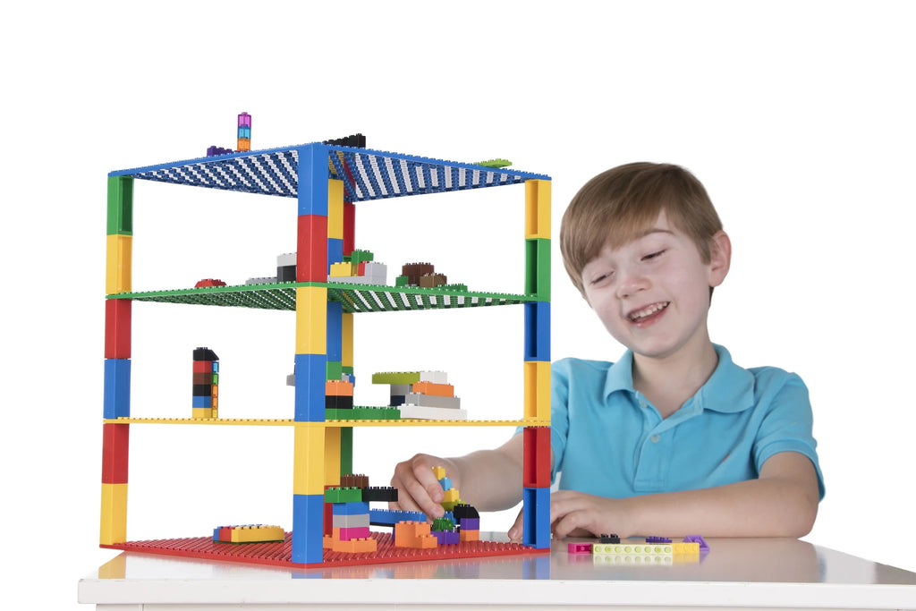 Classic Stackable Baseplates 10x10 Inch, 4 Baseplates & 30 Stackers, Blue, Green, Red & Yellow, 34 Pc G9131