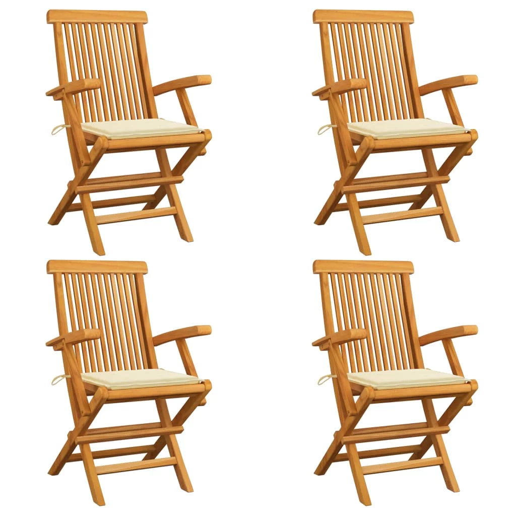 Patio Chairs with Cream Cushions 4 pcs Solid Teak Wood Y9307