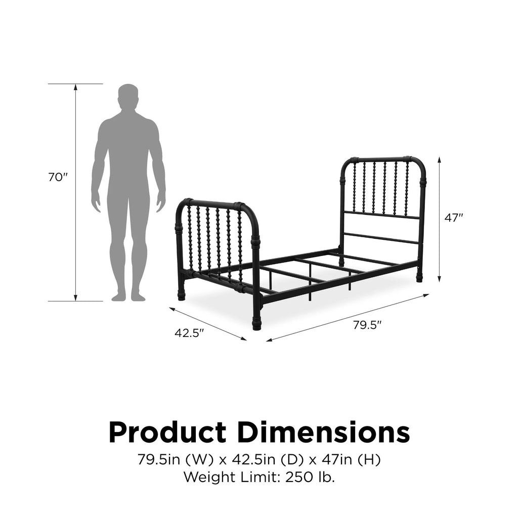 Twin Black Metal Bed U3681
