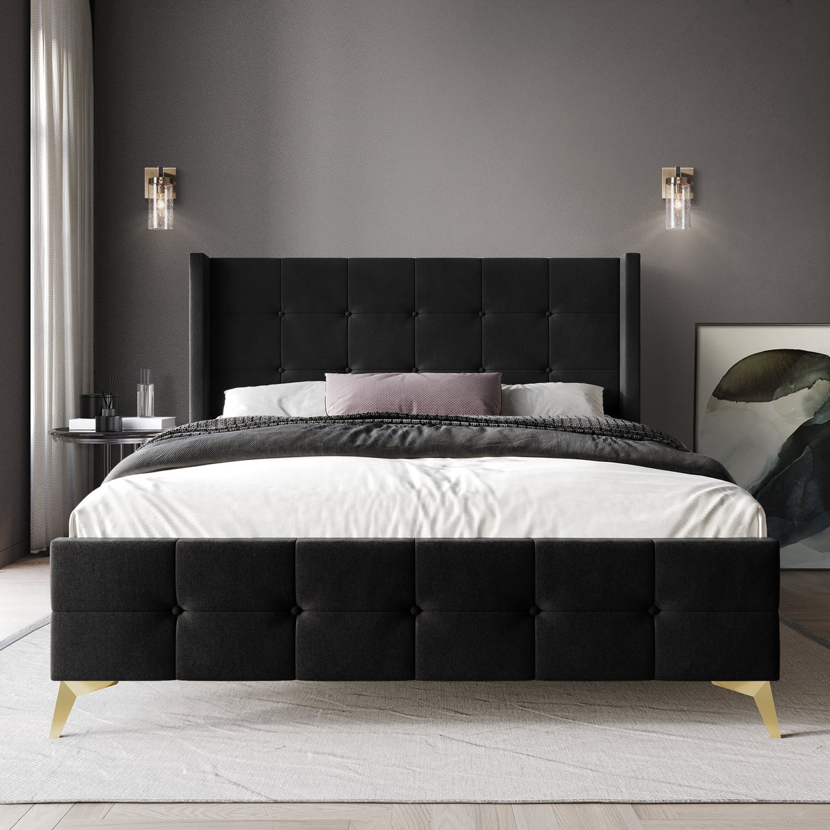 Twin Size Velvet Upholstered Bed G935530