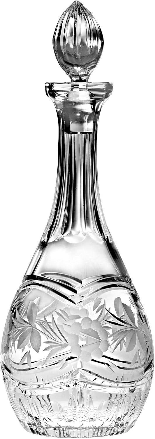 Hand Cut Crystal Wine Decanter with Handle, 38 oz. D115