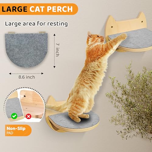 3 Steps Hardwood Cat Wall Shelves Q921
