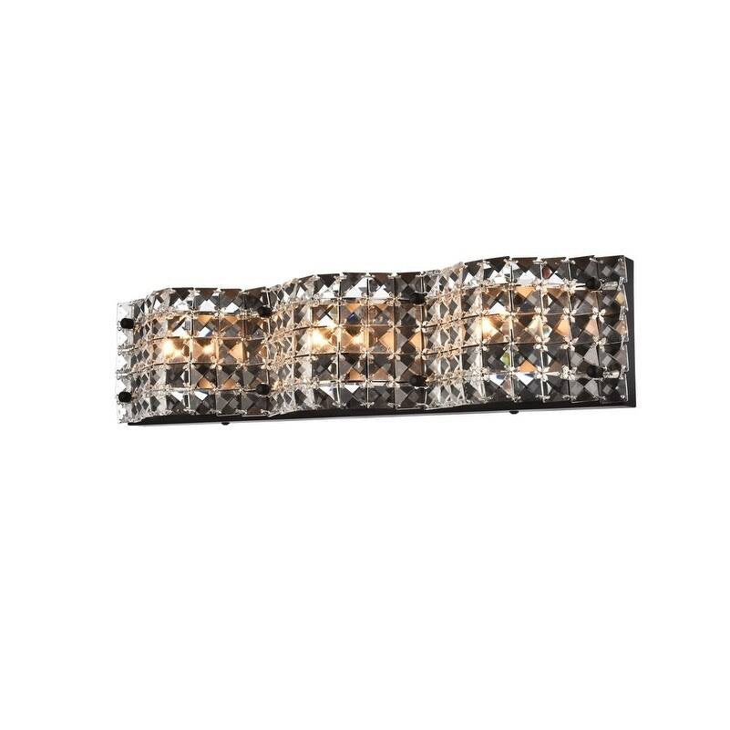 3 Light Bath Sconce with Clear Crystals Black Q77342