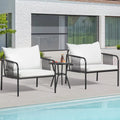 2PC White Rattan Wicker Outdoor Armchair Bistro Set I172