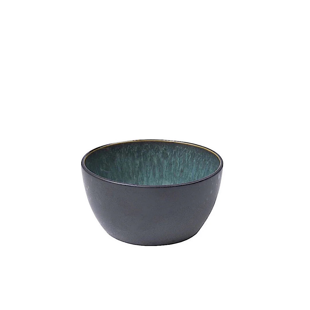 Stoneware Bowl 14cm Black Green M5783