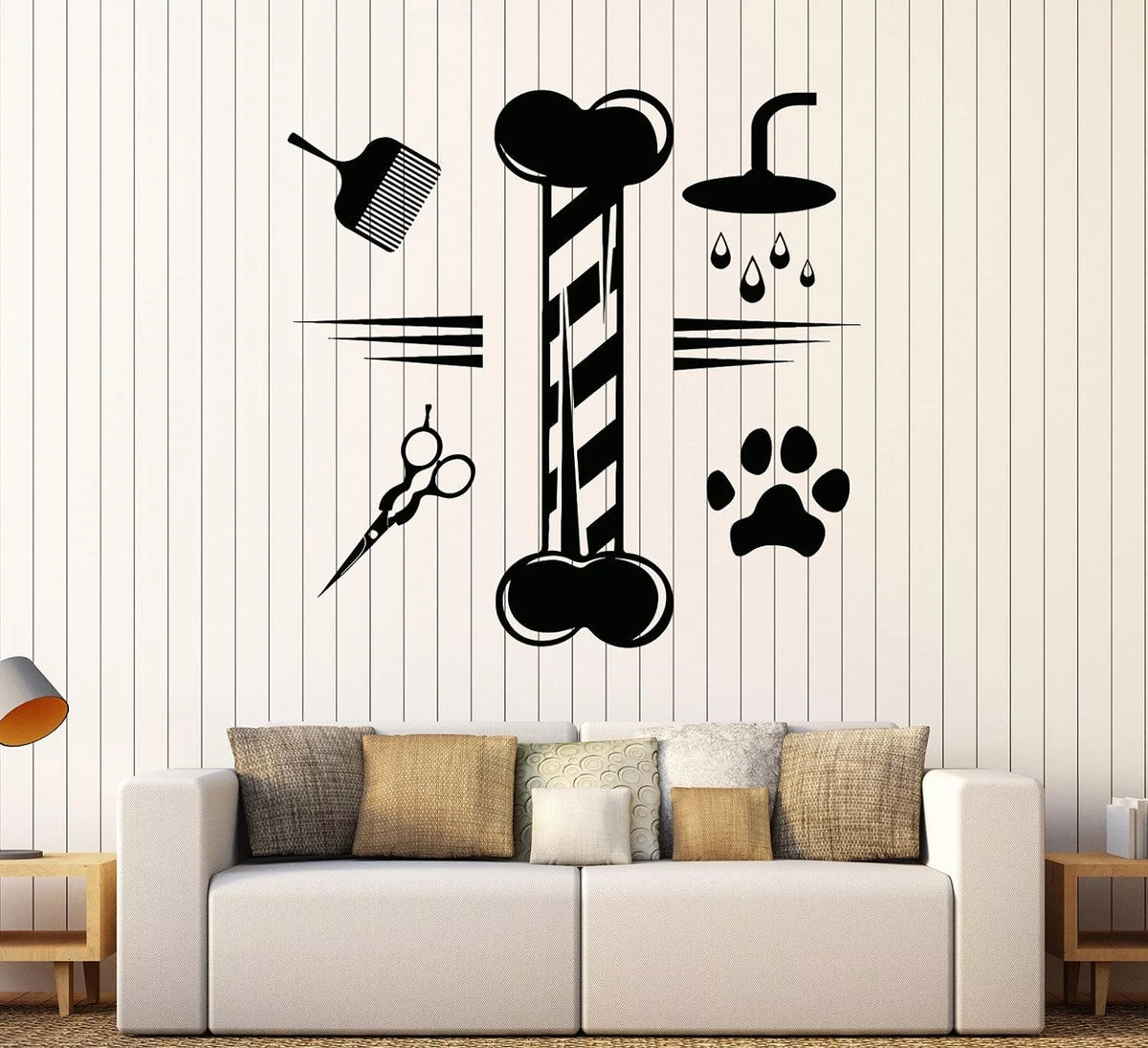 Vinyl Wall Decal Grooming Pets Beauty Salon Animals Stickers Dark Blue W57237