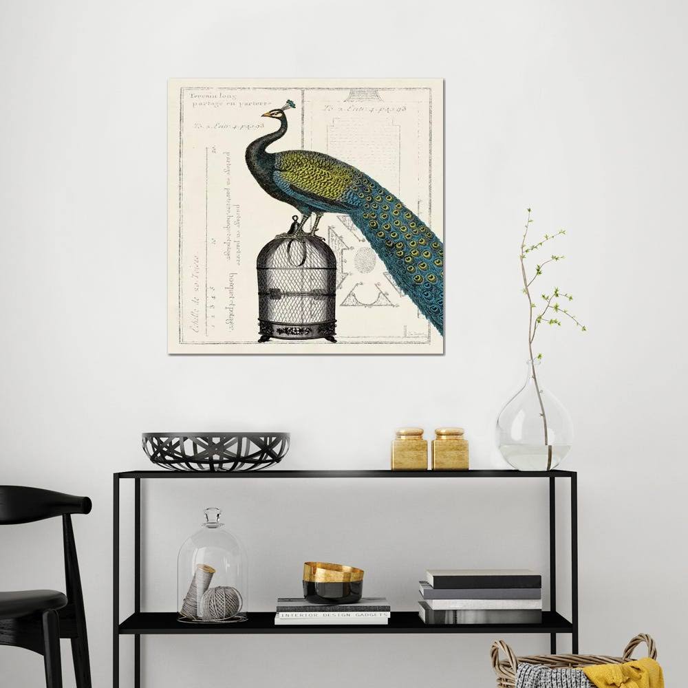 Canvas Art Picture - Peacock Birdcage P961