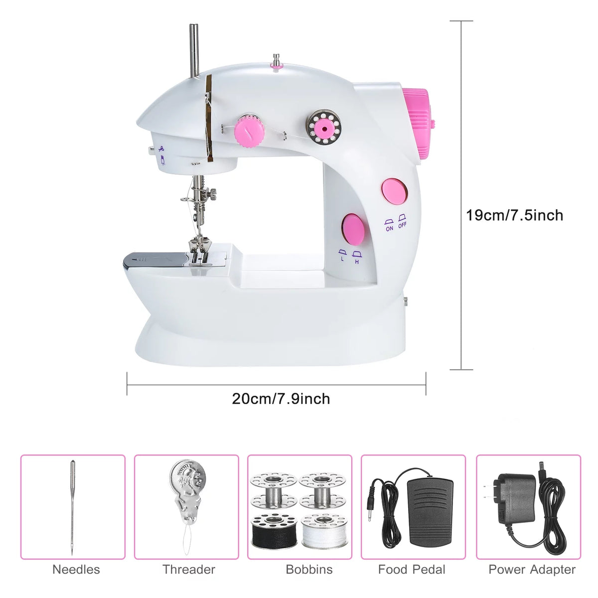 Mini Adjustable 2-Speed Portable Electric Sewing Machine with Light and Cutter H4808