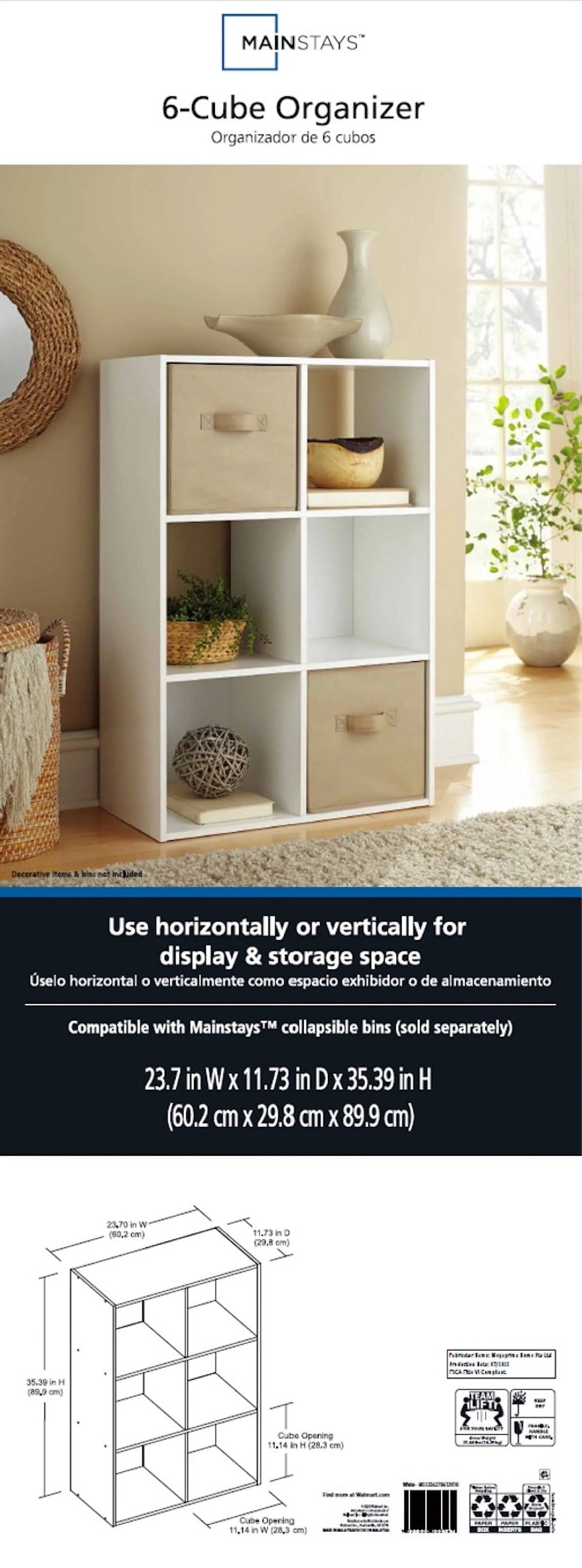 6-Cube White Storage Organizer G967