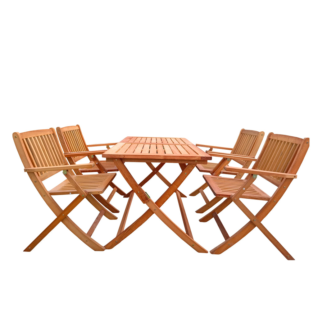 Foldable Patio Dining Set, 4 Folding Chairs & 1 Dining Table K279
