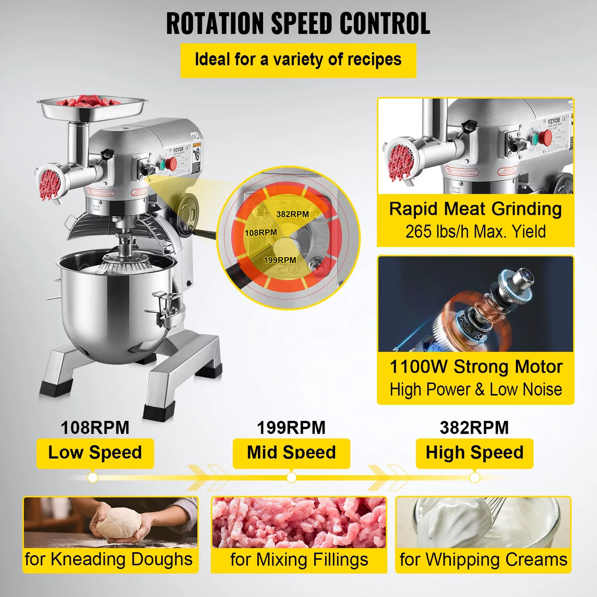 Commercial Electric Food Mixer 20Qt 3 Speeds J744