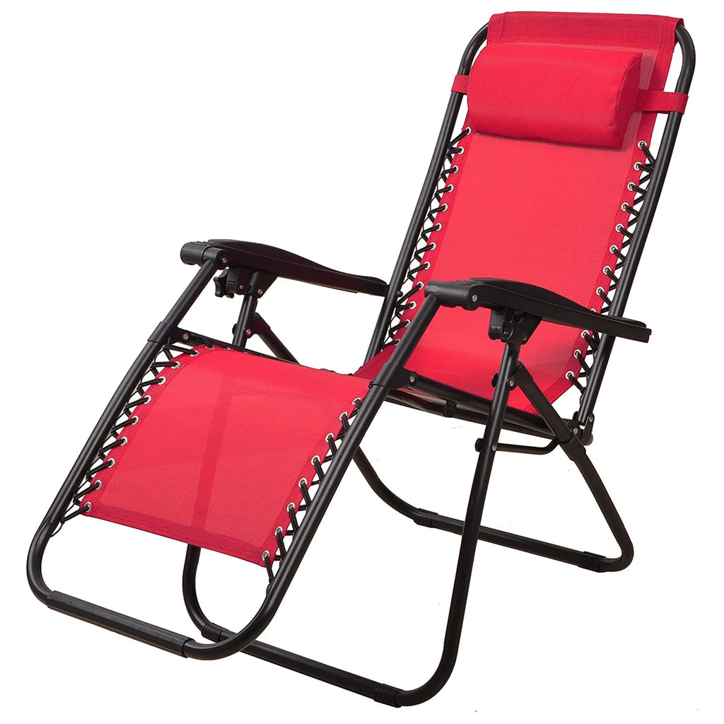 Adjustable Outdoor Zero Gravity Recliner Lounge Chair, Burgundy, 2 I289486