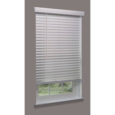 Cordless Faux Wood Blind, White, 60-1/4x22w x 6 V853