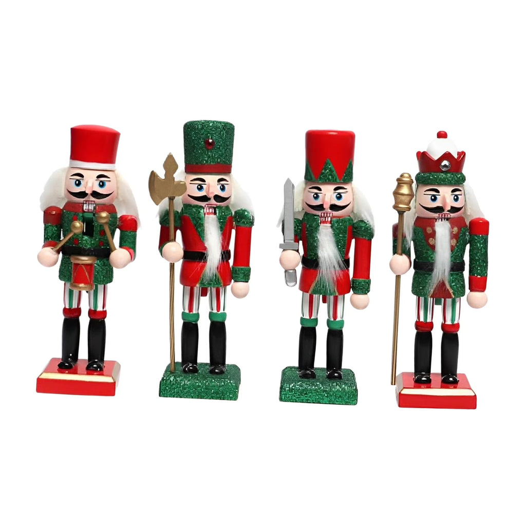 18cm 4 Pieces Wooden Nutcracker Soldier Table Decoration B66002