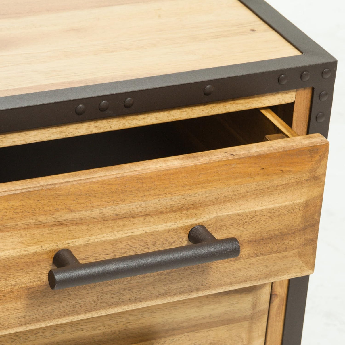 Natural Stained Acacia Wood Two Drawer Night Stand O968