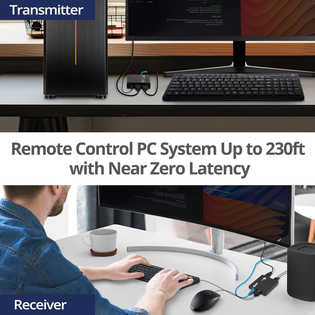 HDMI KVM Extender over CAT6/6e/7 Cable, 1080p 60Hz, Transmitter & Receiver Y2566