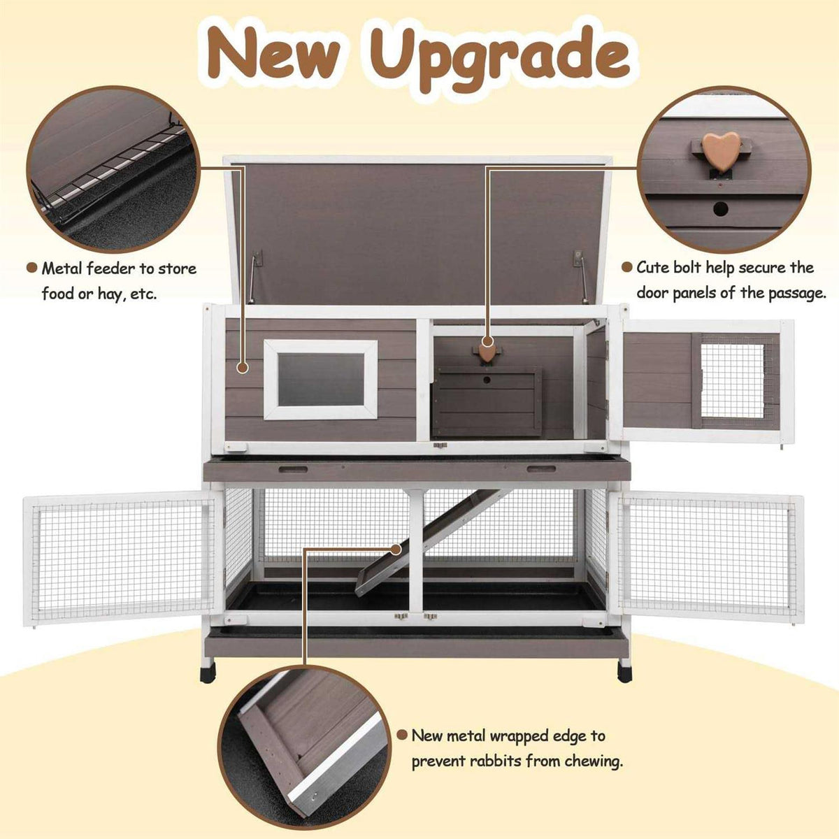 Indoor Outdoor Rabbit Hutch with Wheels N512609