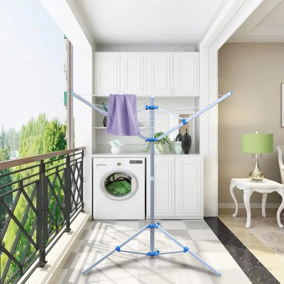 Metal Floor-Standing Foldable Clothes Drying Rack J1483