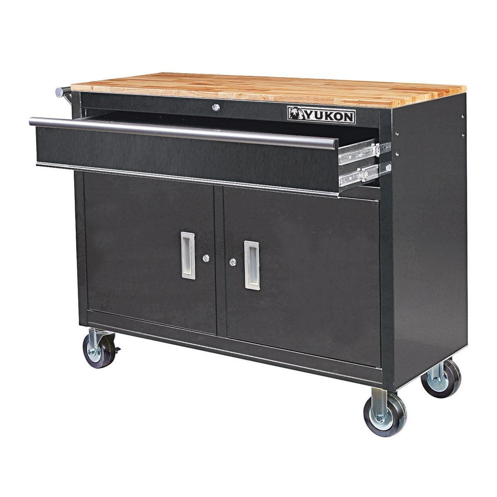 46 in. Mobile Workbench with Solid Wood Top B440908