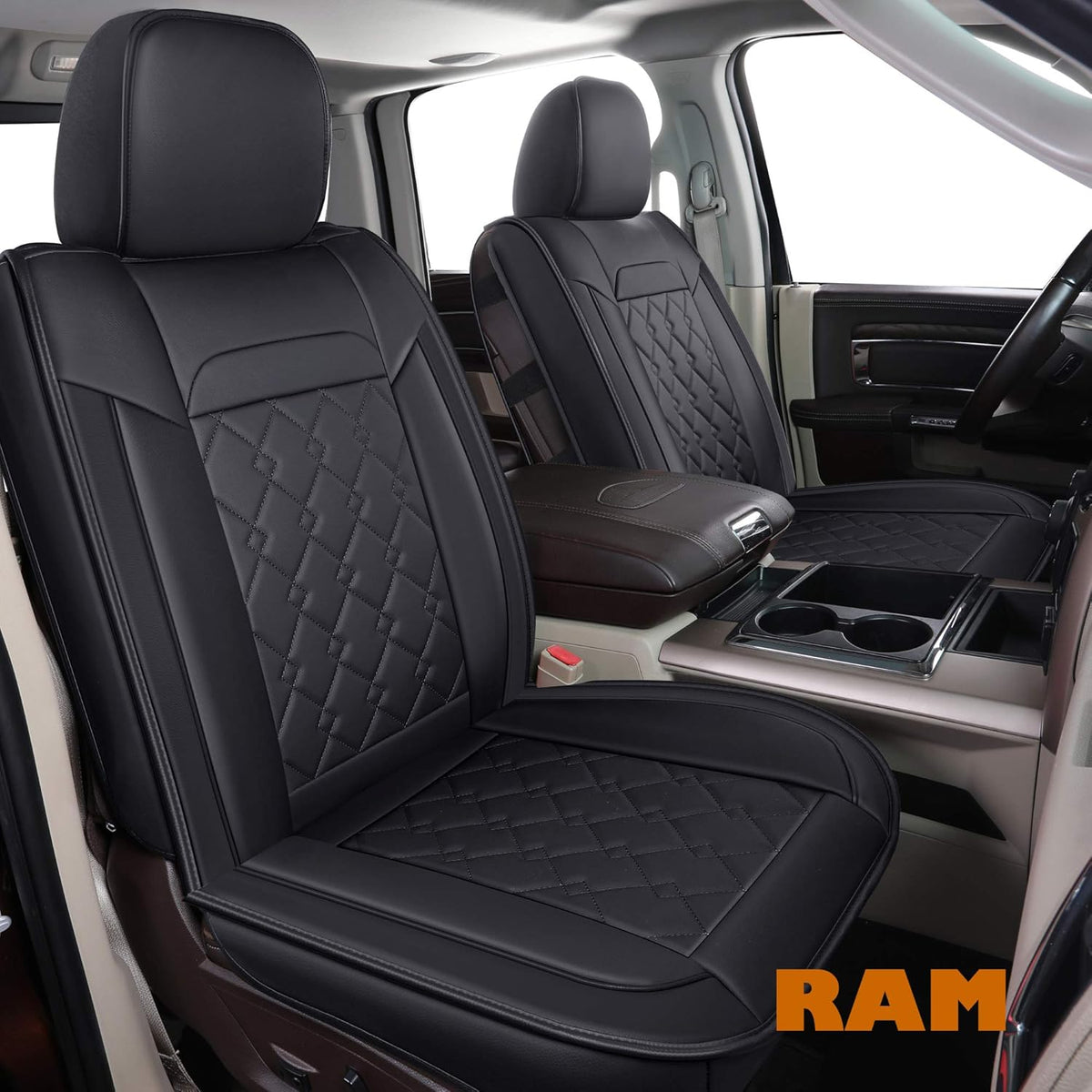 Black 2 pcs Ram Seat Covers Z675