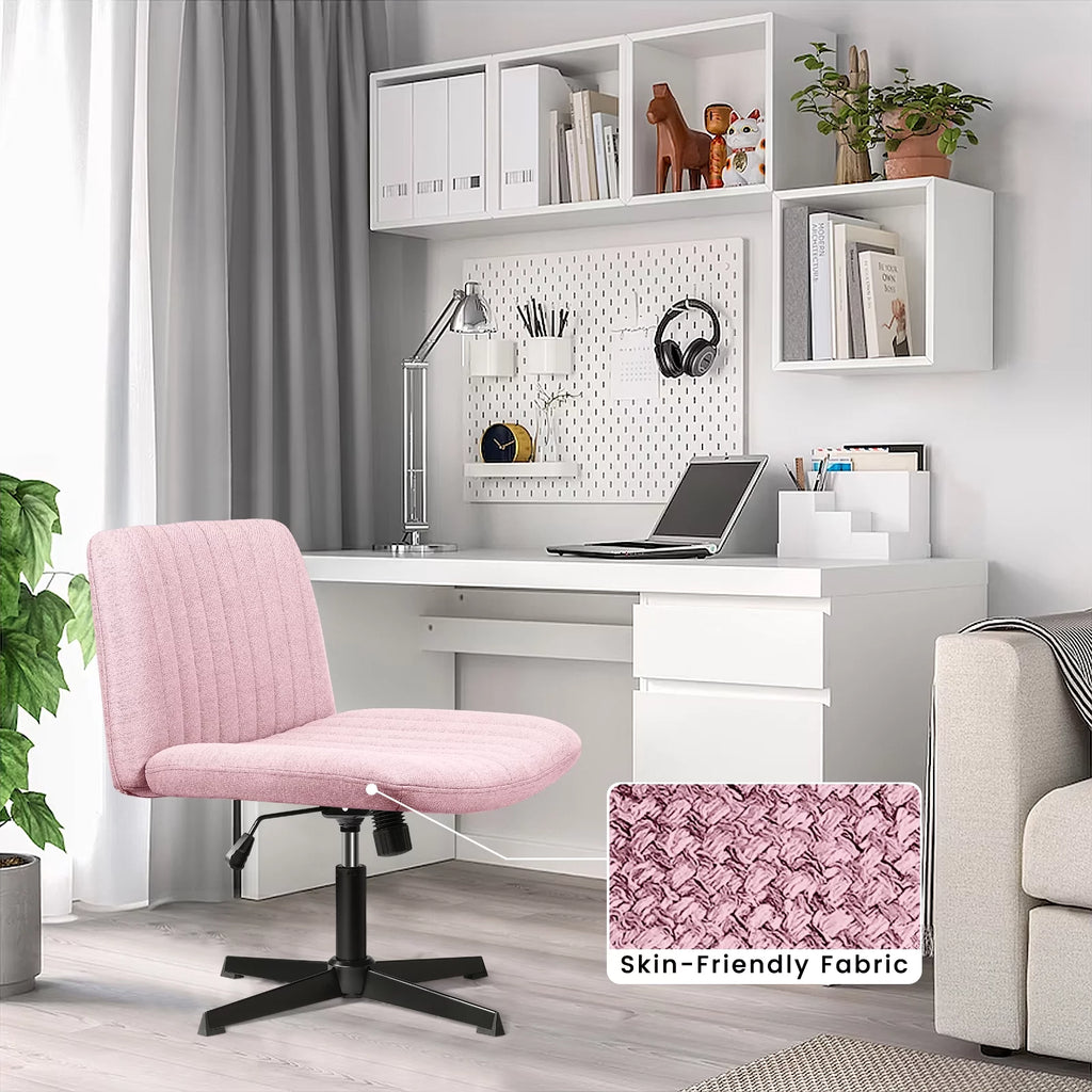 Armless Fabric Padded Swivel Desk Chair J166841