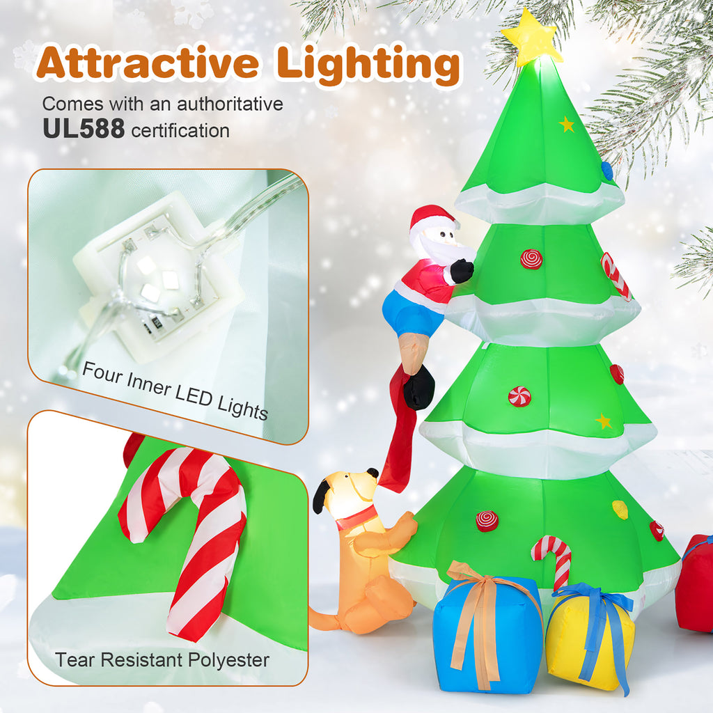 7 FT Inflatable Christmas Tree with Santa Claus & Dog C200928
