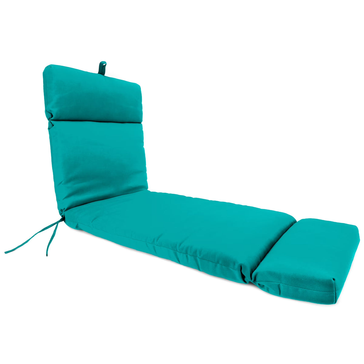 72" x 22" Turquoise Solid Outdoor Chaise Lounge Cushion with Ties and Hanger Loop G6810