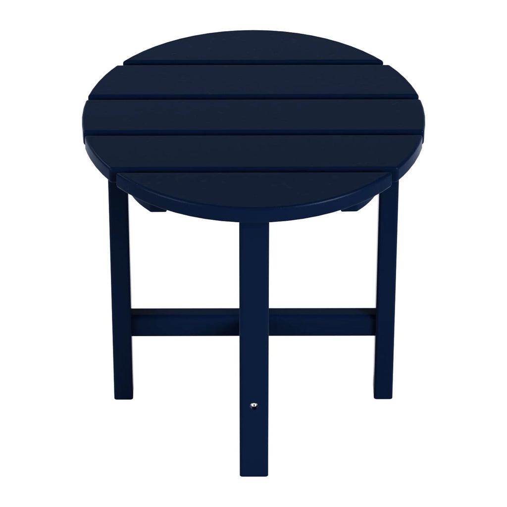 Navy Blue 3-Piece Plastic Outdoor Chaise Lounges with Side Table Y495159