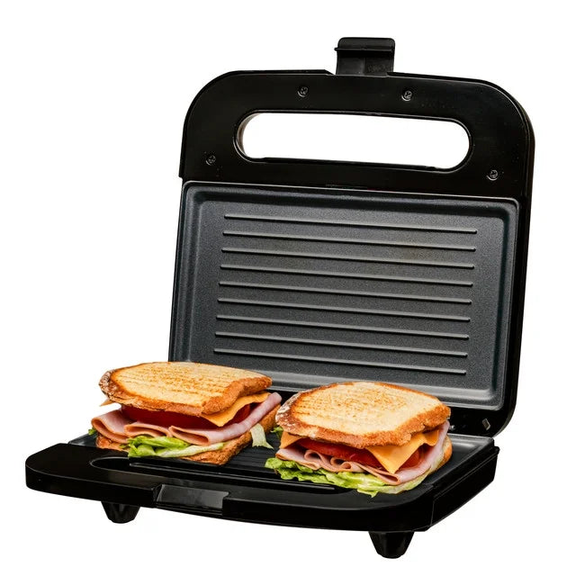 Black Electric Panini Press Grill with Nonstick Plates I951757