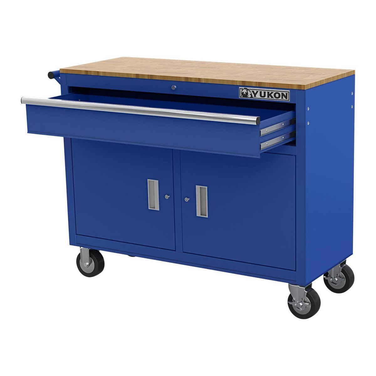 46 in. Mobile Workbench with Solid Wood Top B440908