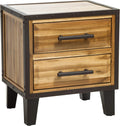 Natural Stained Acacia Wood Two Drawer Night Stand O968