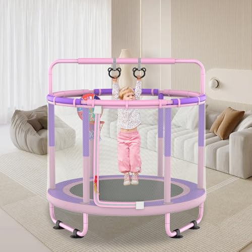 60" 5ft 6-in-1 Trampoline with Swing, Basketball Hoop, Dart Board, Gymnastics Bar P555266