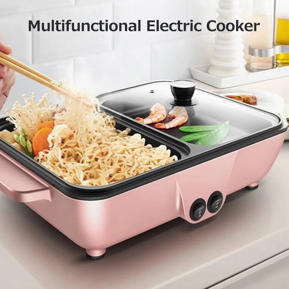 Electric Grill Pan 2 Speed 1200W Multifunctional Hot Pot Barbecue Machine D562024