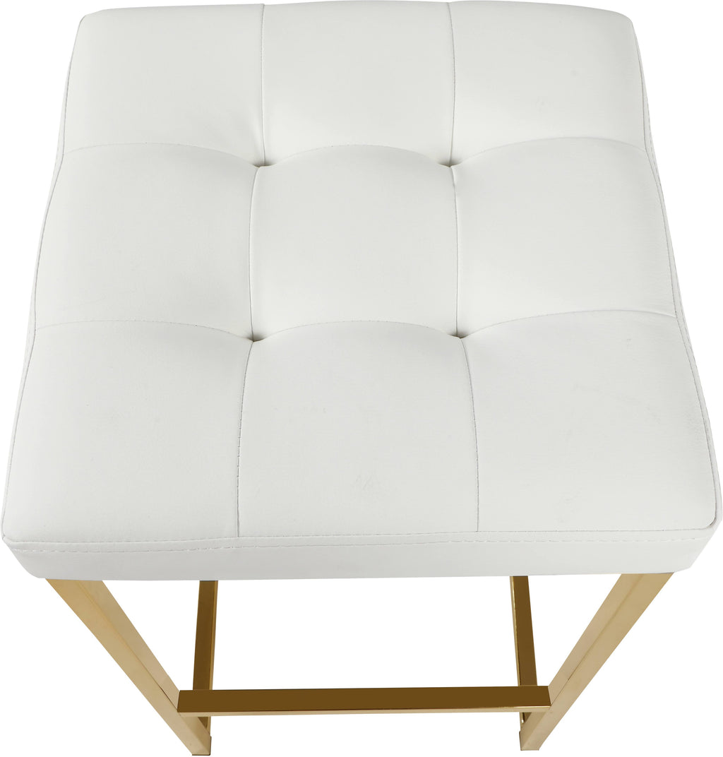 White Leather Tufted Counter Stool (Set of 2) H463