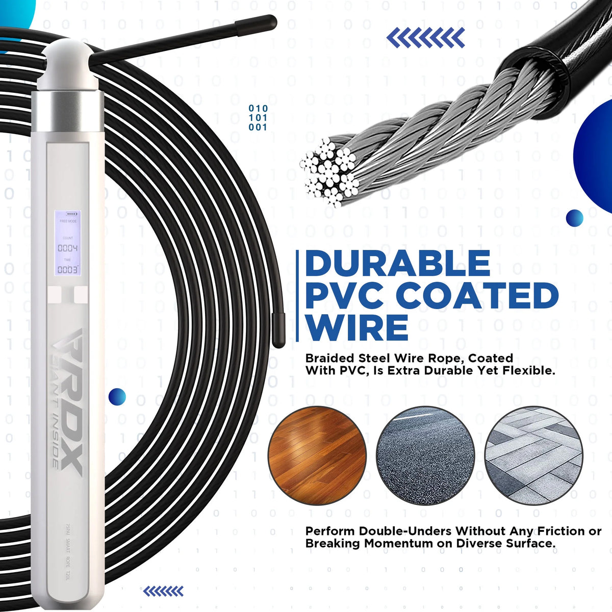 Smart Jumping Rope with HD Digital Counter, 10.3FT Adjustable Tangle Free PVC Coated Steel Cable Y42713