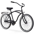 26" Matte Black Single Speed Beach Cruiser Bicycle with Rear Rack I93754