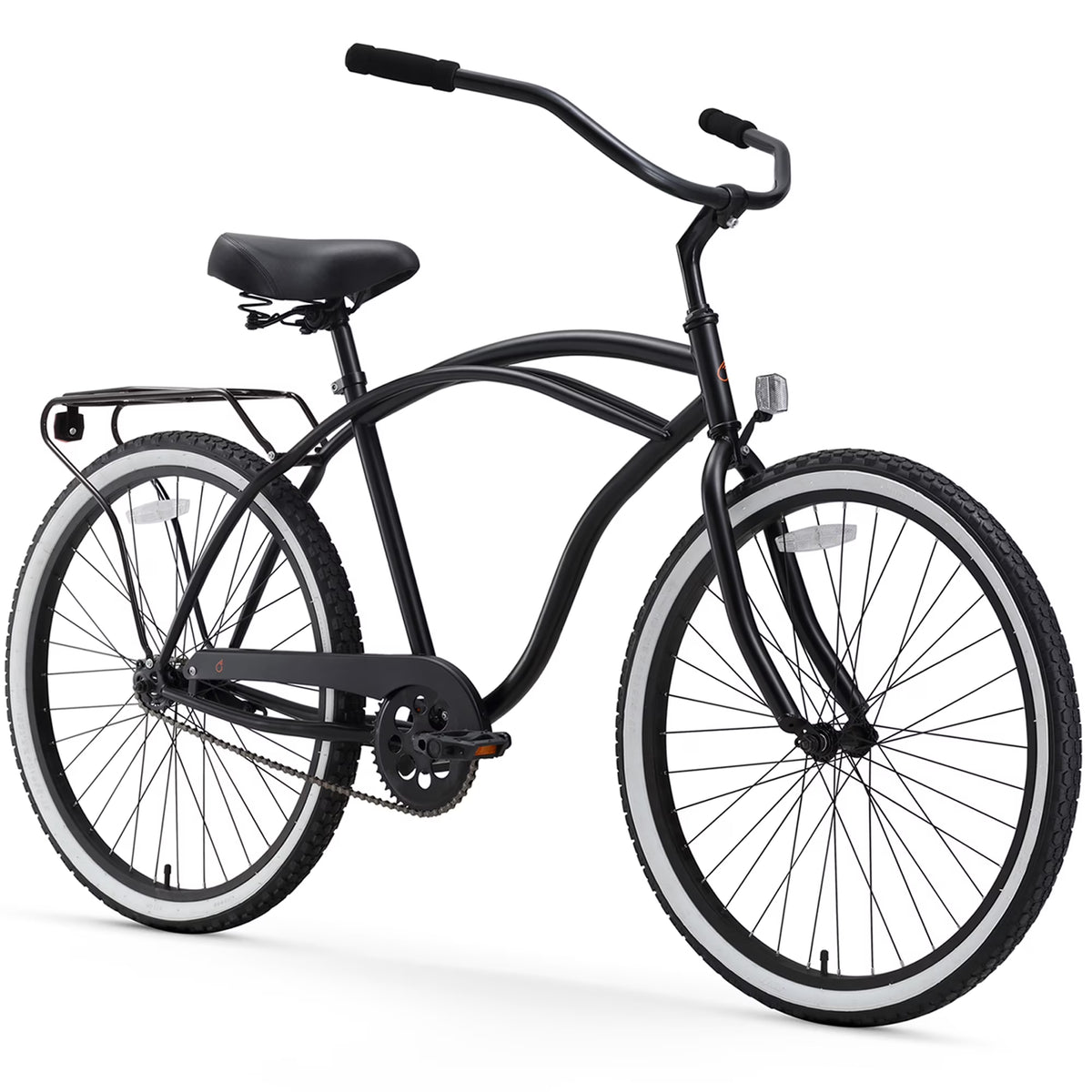26" Matte Black Single Speed Beach Cruiser Bicycle with Rear Rack I93754