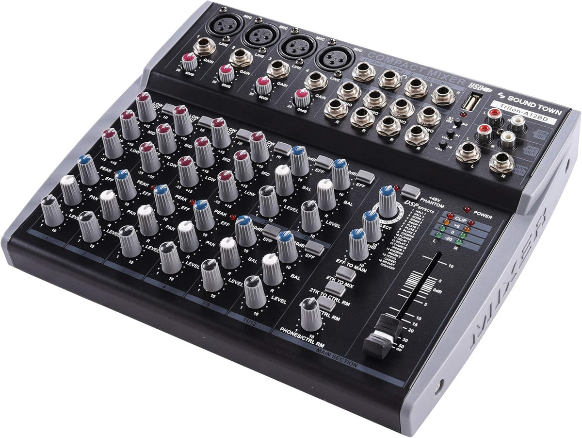 12-Channel Audio Mixer with USB, Bluetooth, DSP and 48V Phantom N151