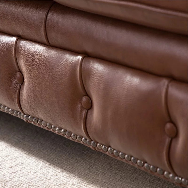 20" Traditional Leather Tufted Back Chesterfield Sofa F6888