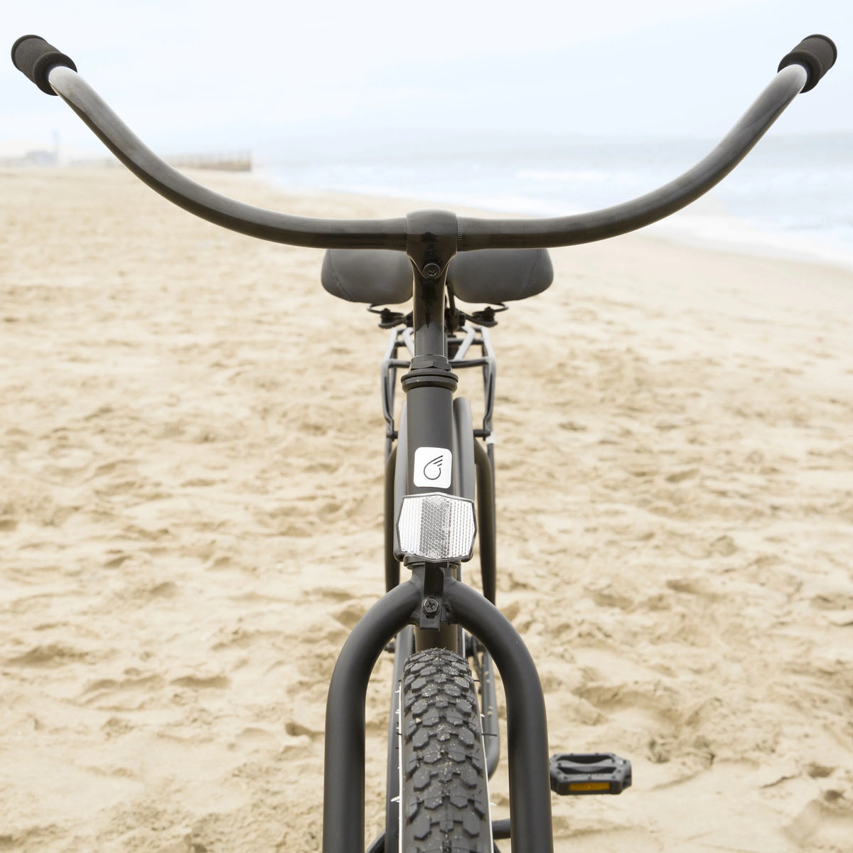 26" Matte Black Single Speed Beach Cruiser Bicycle with Rear Rack I93754