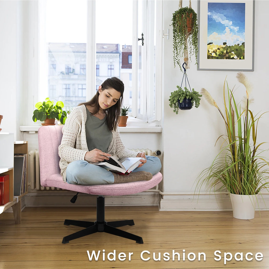 Armless Fabric Padded Swivel Desk Chair J166841