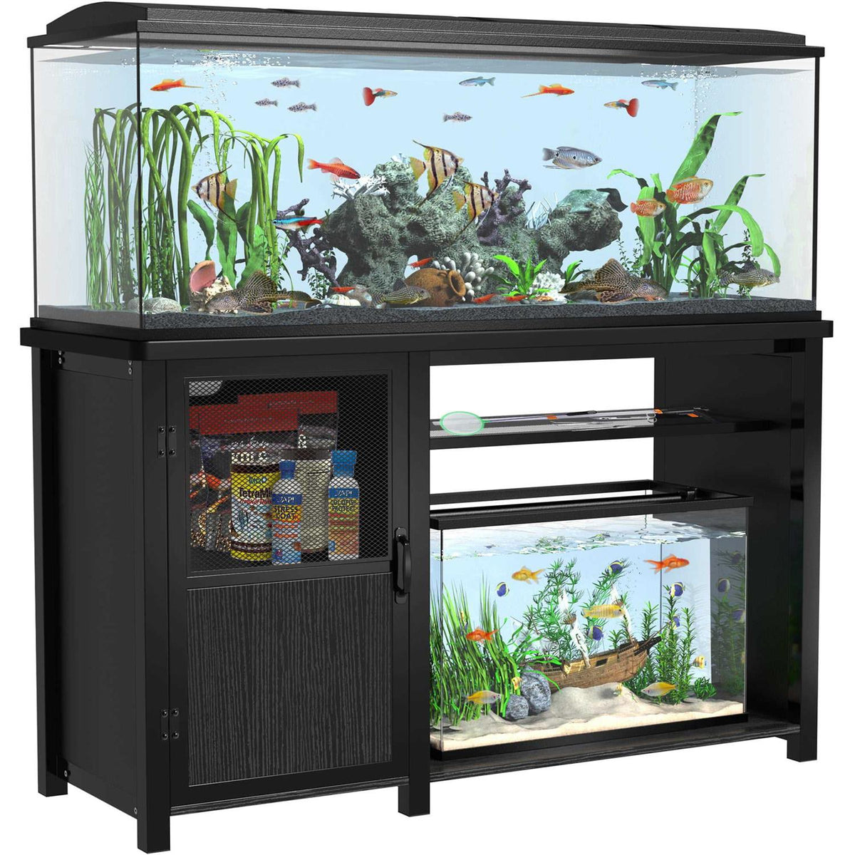 55-75 Gallon Heavy Duty Metal Aquarium Stand with Cabinet A72373