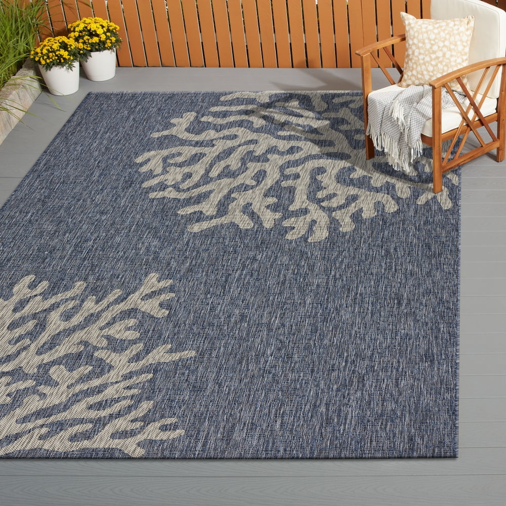 Blue/Gray 8' x 9' Outdoor Rug D45878