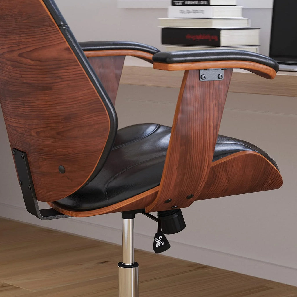 Black Faux Leather Ergonomic Office Chair J420