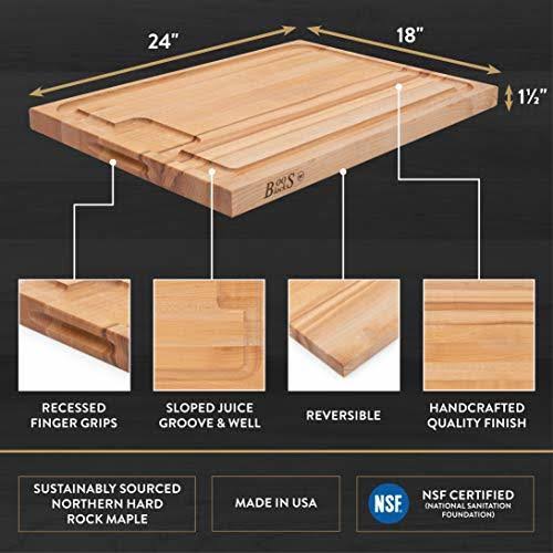 Maple Cutting/Carving Board with Juice Groove 18 x 24 x 1.5 Inches G946832