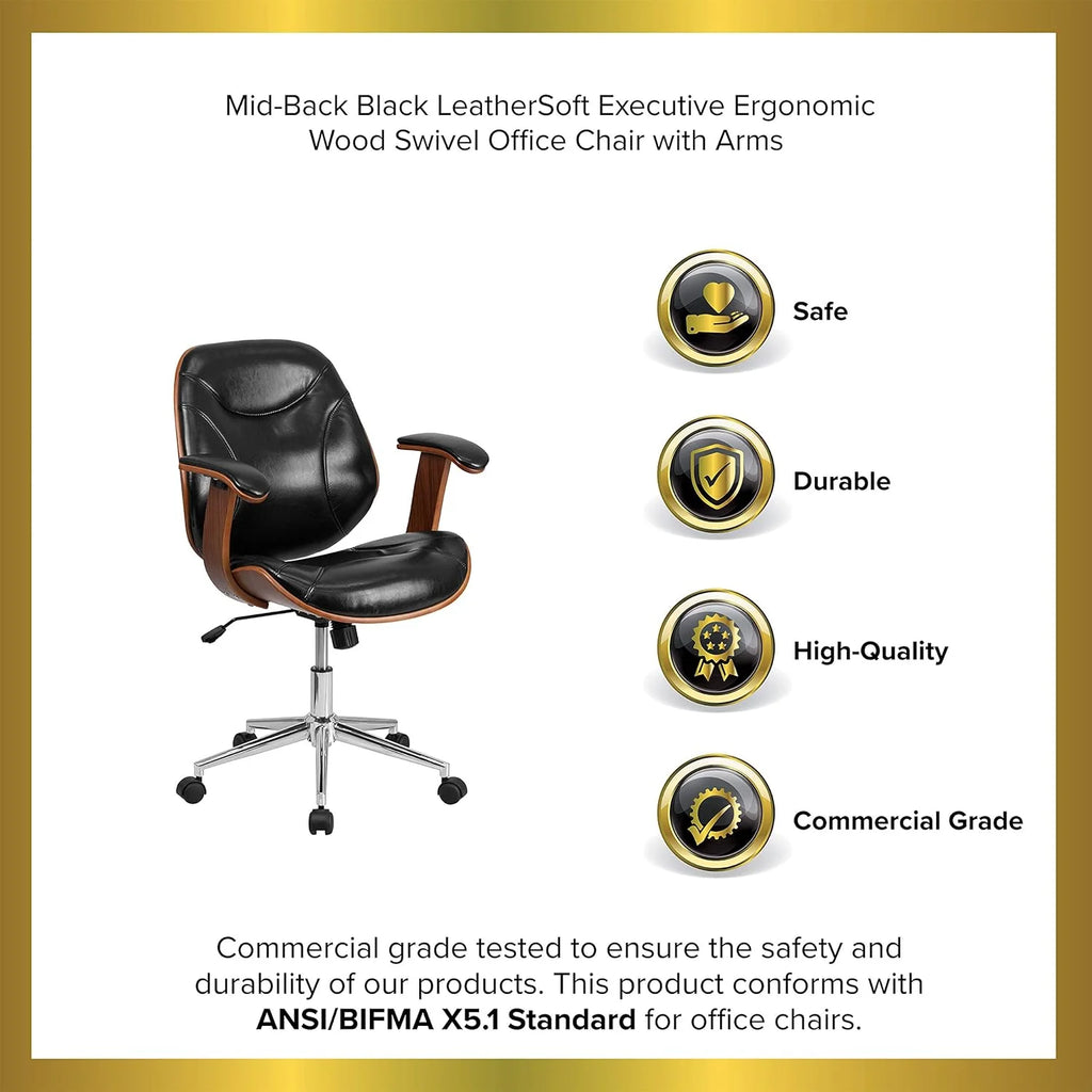 Black Faux Leather Ergonomic Office Chair J420